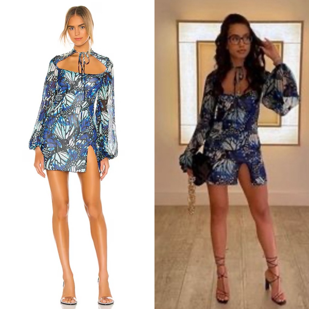 Kim Shui Blue Butterfly Print Mini Dress